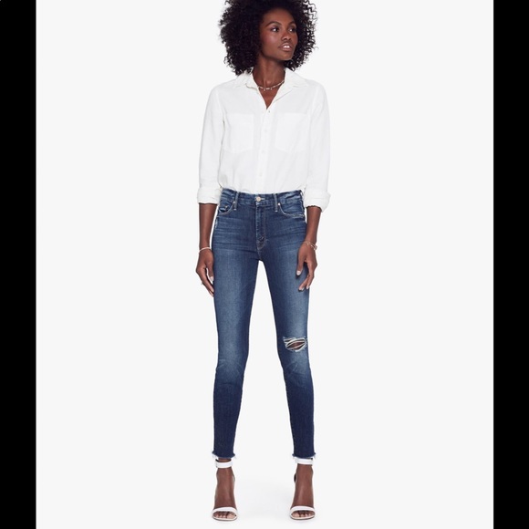 MOTHER Denim - MOTHER High Waisted Looker Ankle Fray Jean